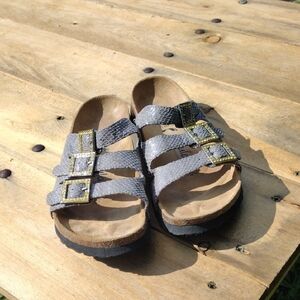 Betula Birkenstock Sandal Size 40 EU 9.5 US Snake/Rhinestone Bling Slide Shoes